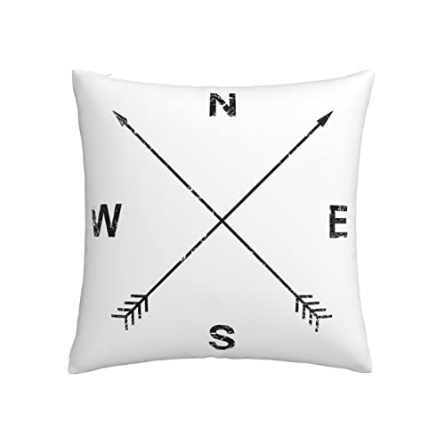 Hitamus Arrow Compass Decorative Throw Pillow Case Square Cushion Cover Soft Polyester Pillowcase for Sofa Couch Bed Home， 18x18 Inch