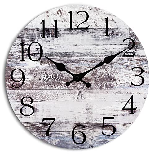 测试引号HYLANDA 12 Inch Wall Clock - Kitchen Silent Non-Ticking Wall Clocks Battery Operated - Rustic Clock for Living Room Decor,Farmhouse,Bathroom,Bedroom (Gray)