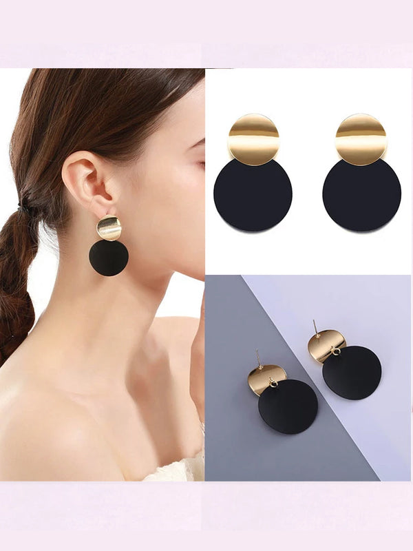 Fashion Geometric Round Stud Double Circle Earrings