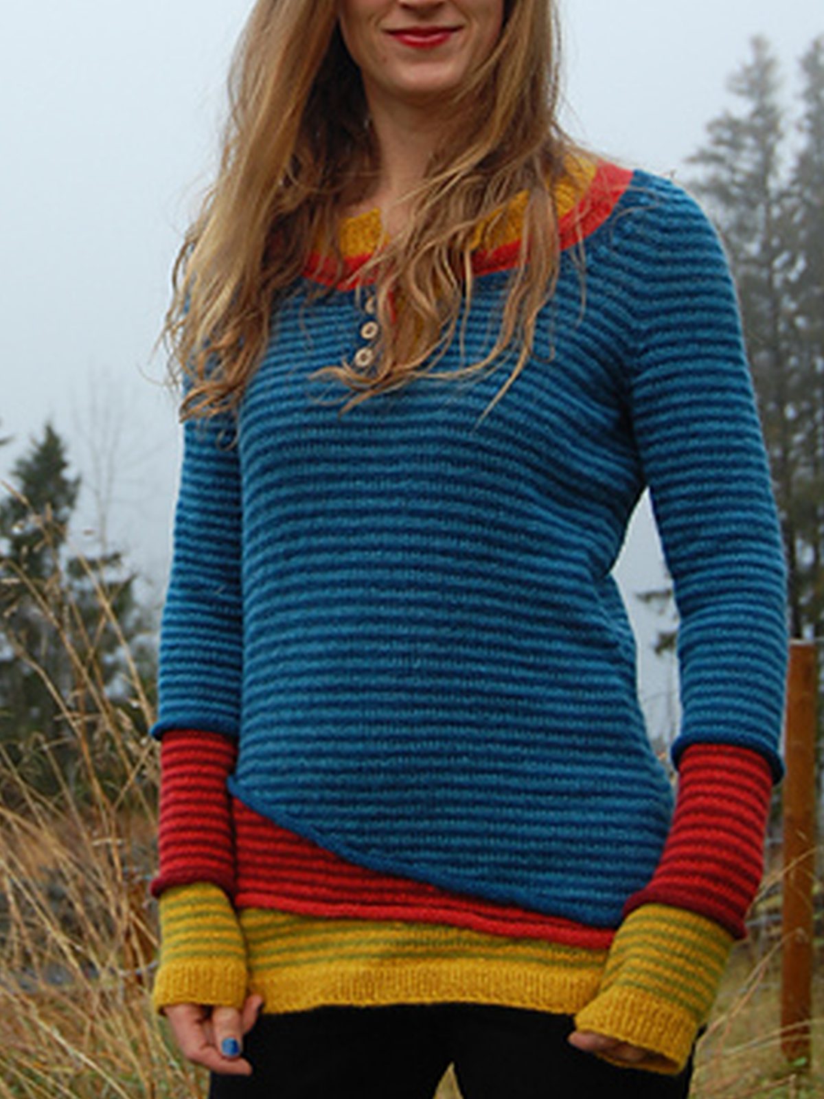 Striped Paneled Casual Crew Neck Women's Sweaters