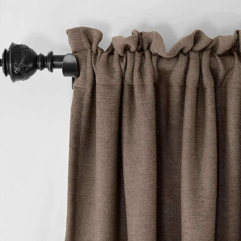 CUSTOM Olive Brown Luxury Textured Faux Linen Curtain