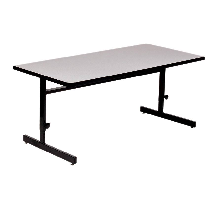 Correll Computer Table - Adjustable Height - Laminate - 30x22 x 48x22 - Gray Granite