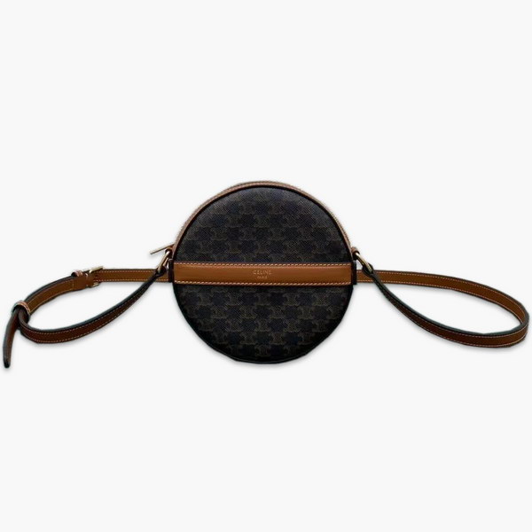 【原版皮】赛琳/Celine 圆饼包，时尚圈里的小可爱,高颜值，有点帅又加点可爱，肩带随意调节，尺寸小巧可随身携带，款号：100342