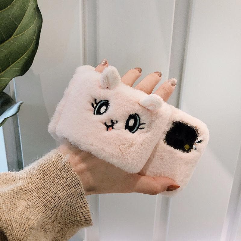 Furry Wrist Cat Embroidery Iphone Phone Case SP15211