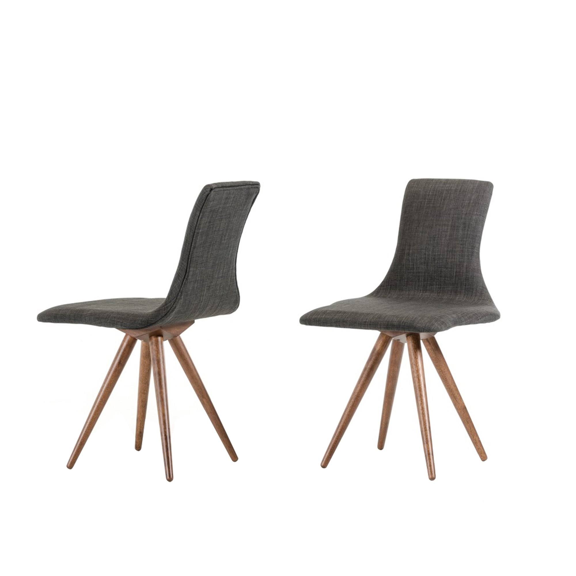 Benjara BM223498 Fabric Upholstered Dining Chair with Splayed Legs Gray Brown - Set of 2