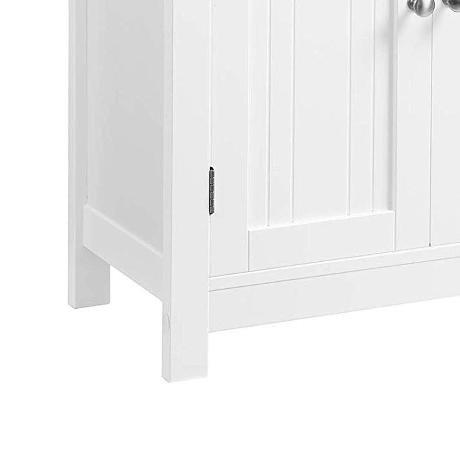 Benjara Plank Style Bathroom Cabinet with 1 Drawer and 2 Doors, White and Brown