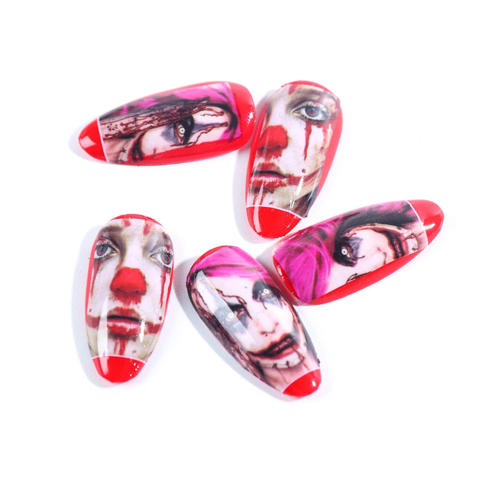 25 sheets Halloween New Nail Art Sticker Flower Bone Lips Eyes Tattoo Horror Design Decals