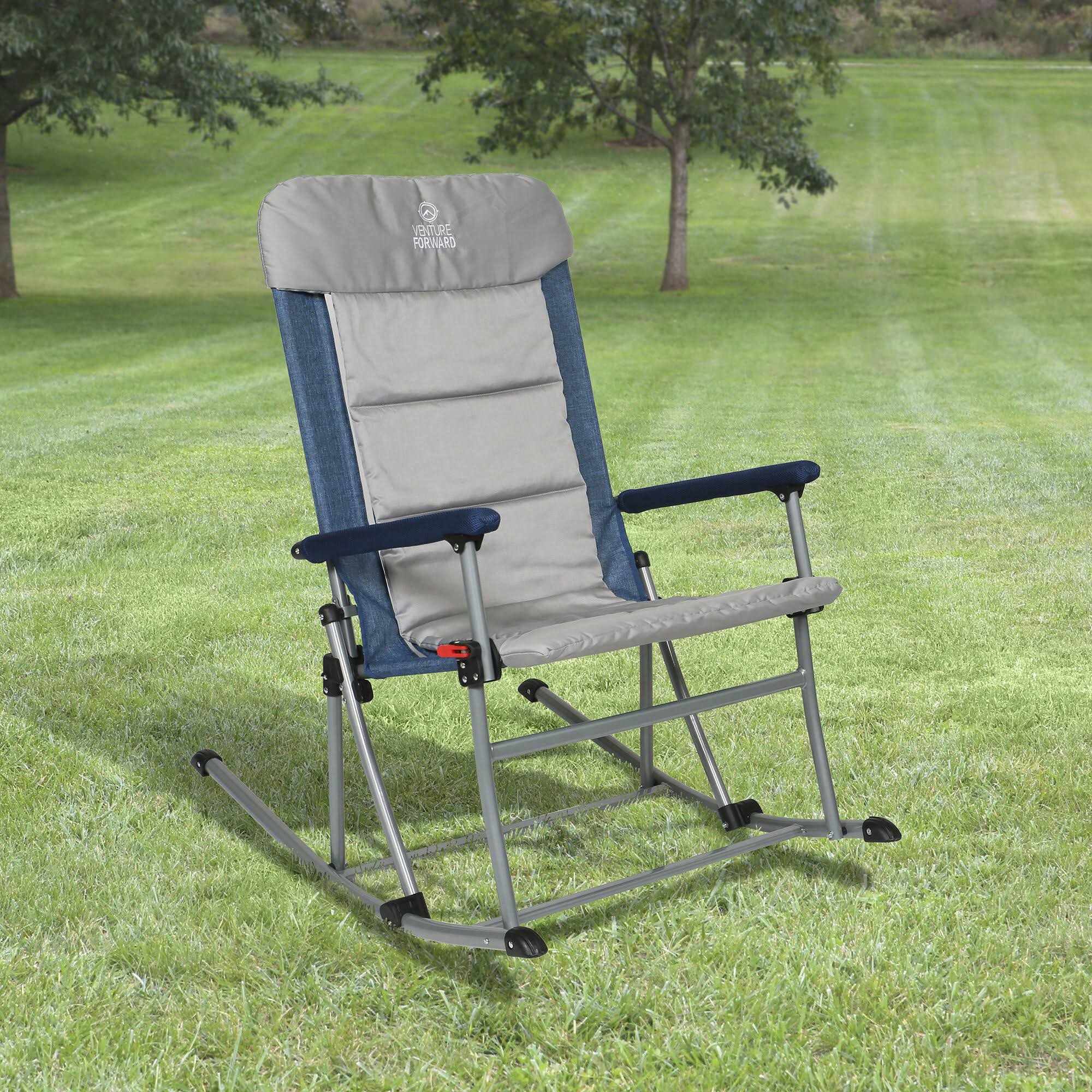 Venture Forward Rocking Chair with Removable Pad, Blue/ Grey in Blue/Gray