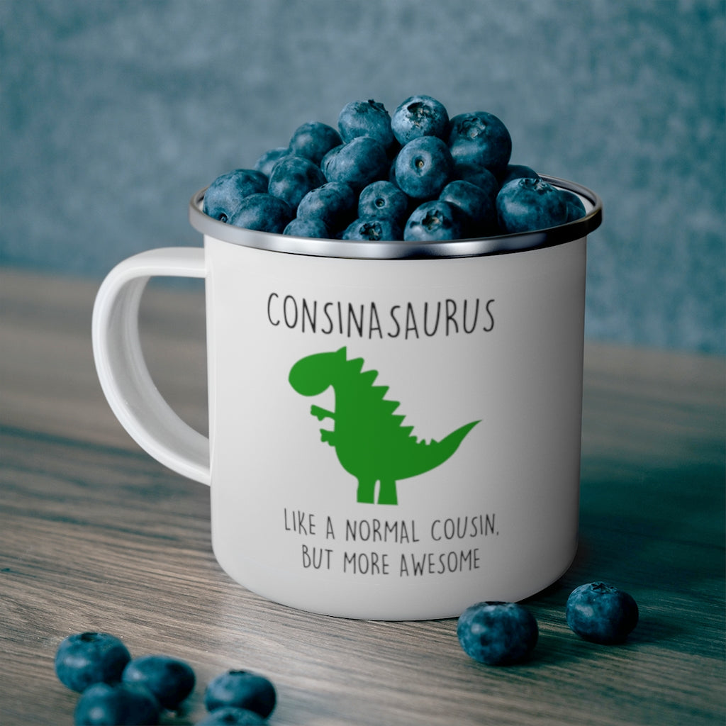 Personalized Name Dinosaur Kid's Enamel Campfire Mug VIII