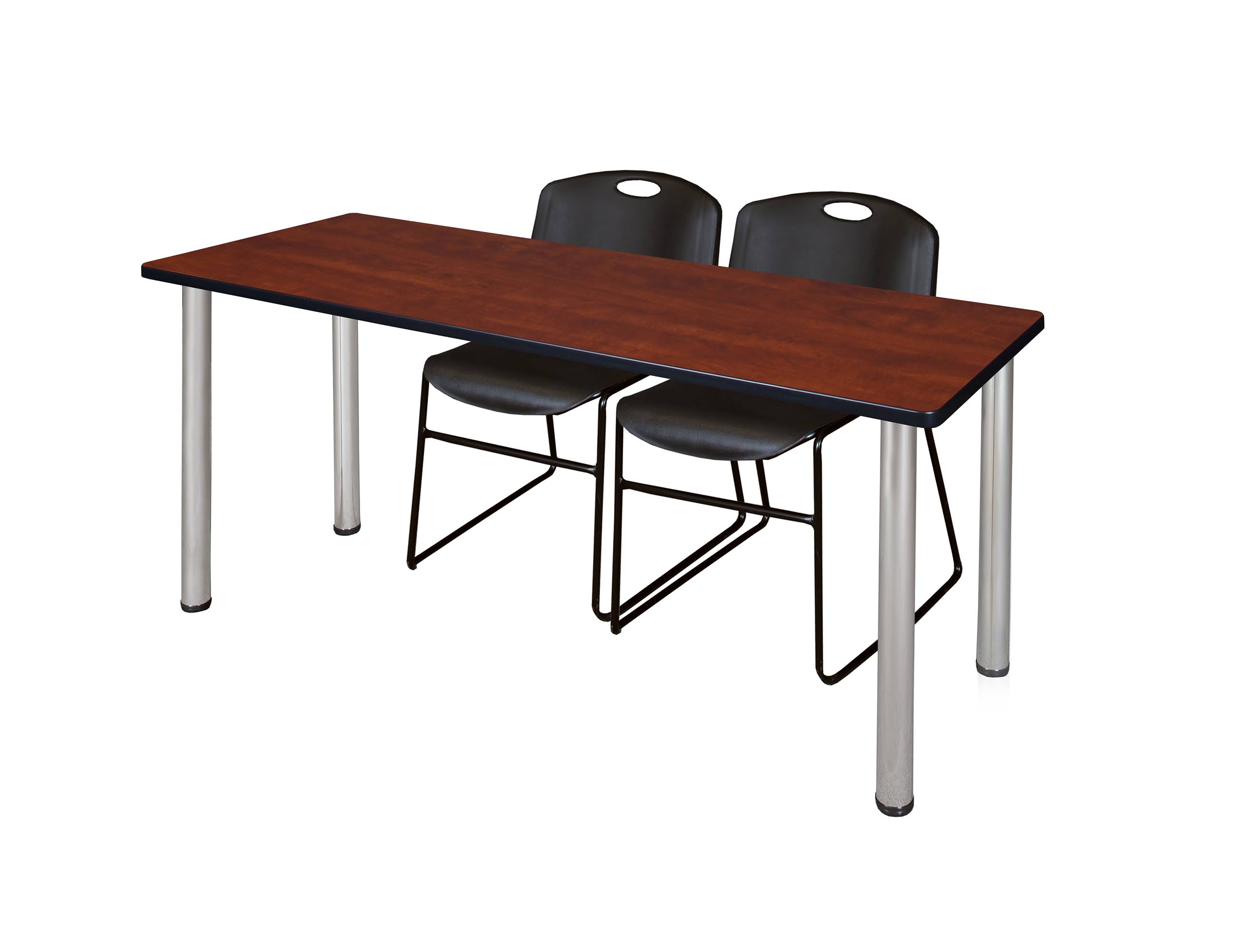 Regency 66x22 x 24x22 Kee Training Table- Beige/ Chrome 2 Zeng Stack Chairs- Black