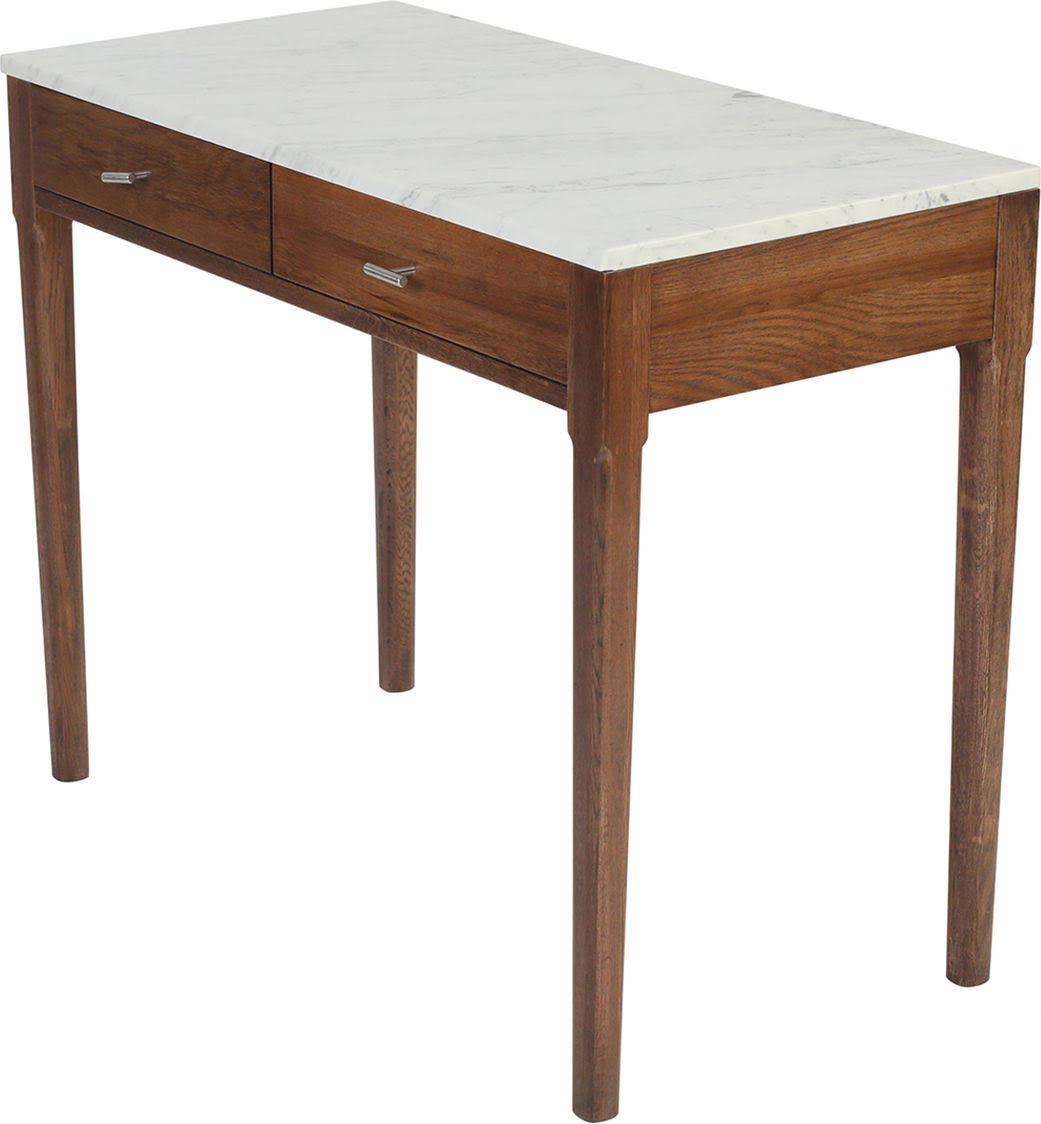 Meno Console Table - Finish: White Marble, Walnut by The Bianco Collection