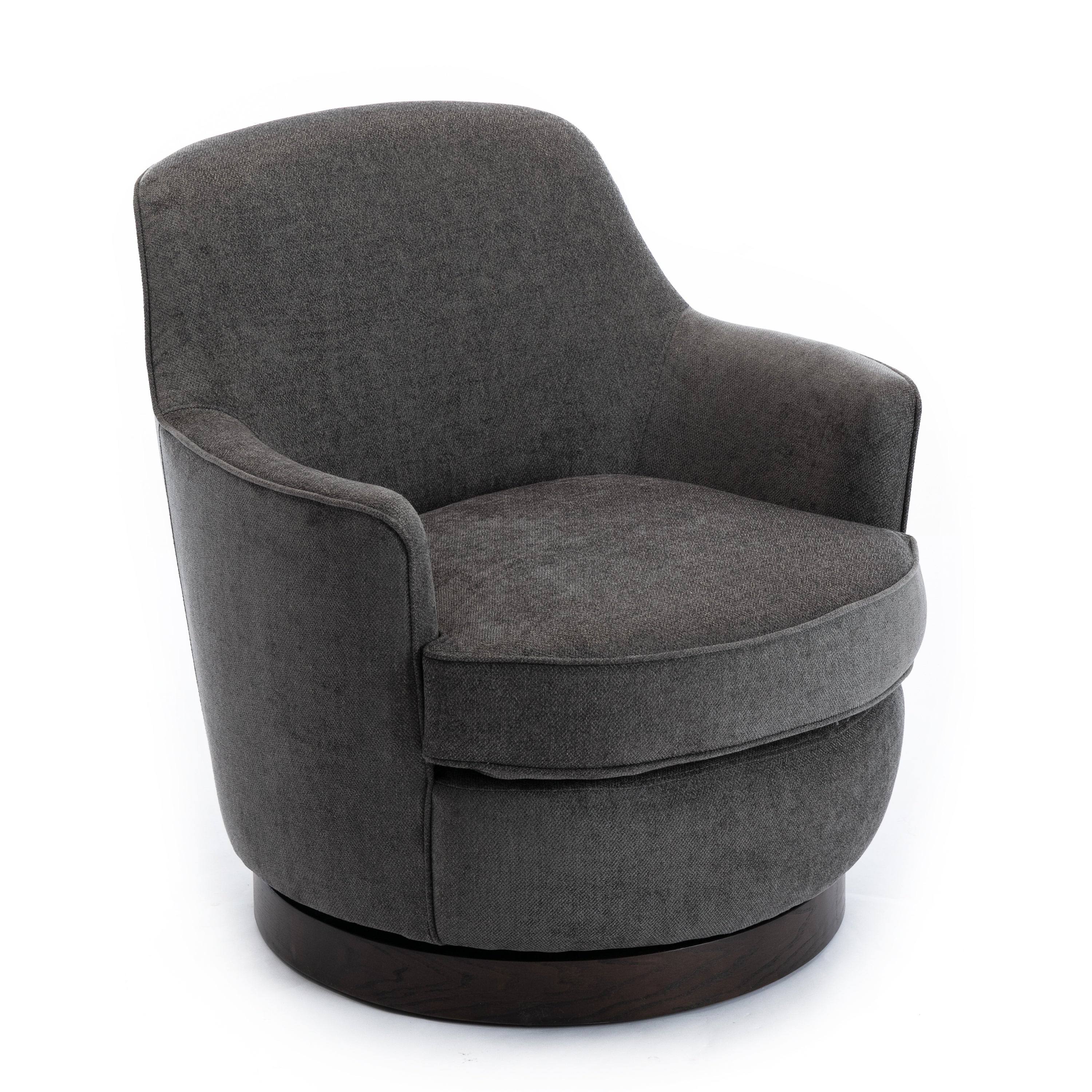Rosedale Wood Base Swivel Accent Chair by Greyson Living - Charcoal