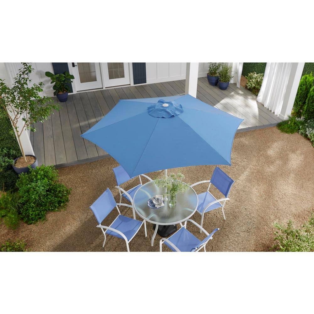 7.5 ft. Steel Market Outdoor Patio Umbrella in Periwinkle Polyester