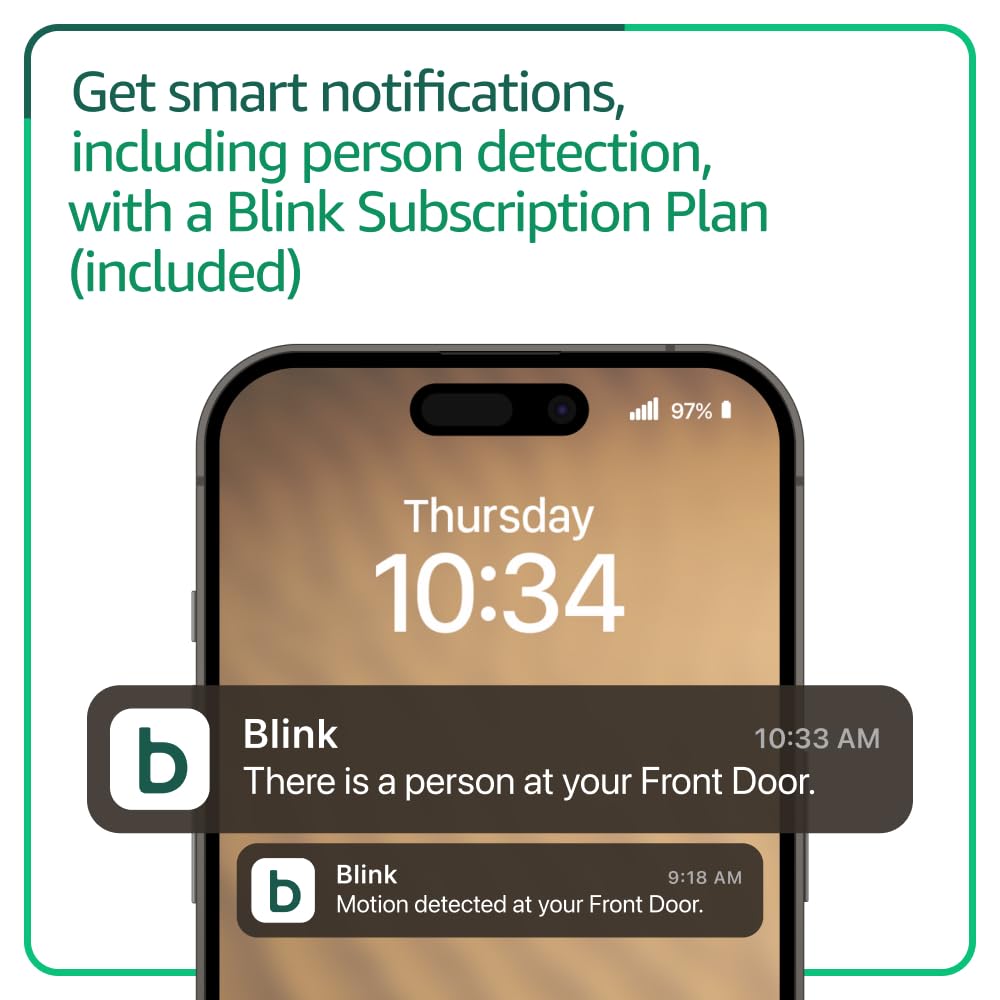 Blink Video Doorbell (newest model) – Head-to-toe HD view, two-year battery life, and edge AI processing. Required Sync Module not included – Add-On (Black)