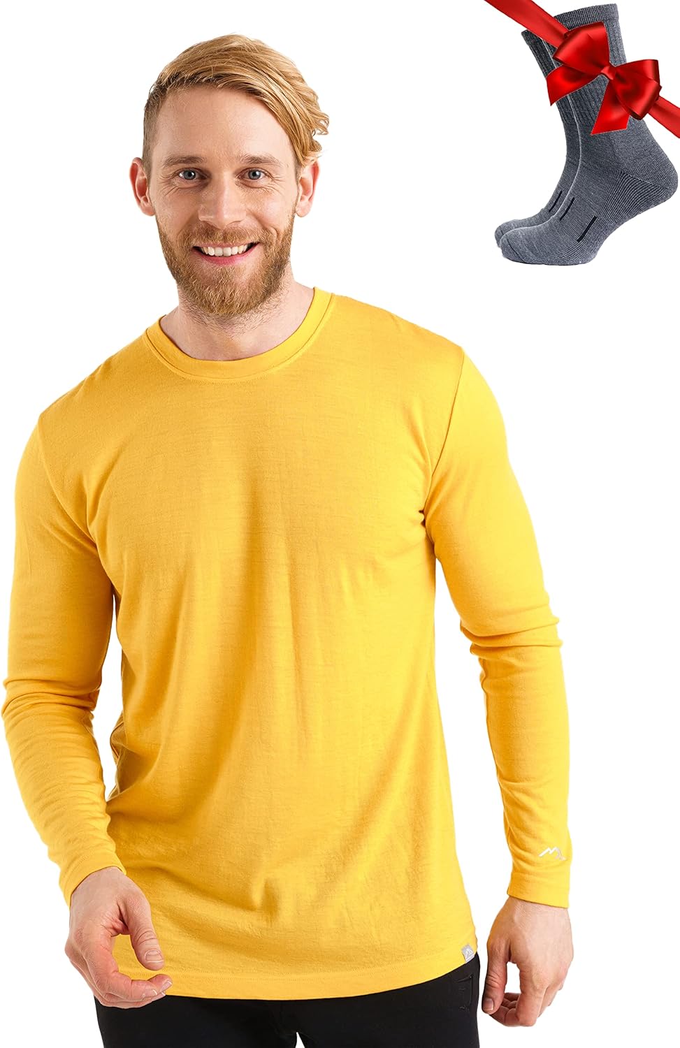 Merino.tech Merino Wool Base Layer - Mens 100% Merino Wool Long Sleeve Thermal Shirts Heavyweight, Midweight, Lite with Socks