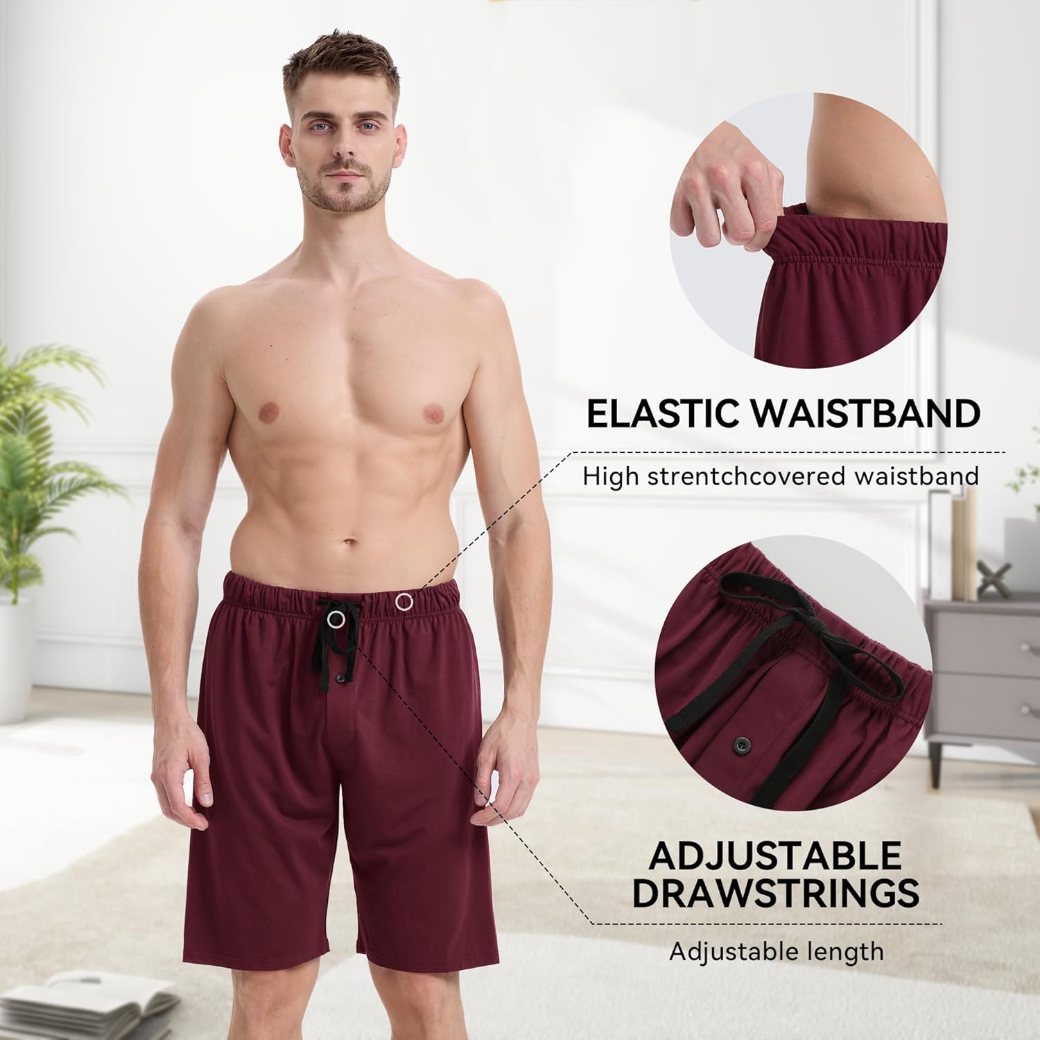 BAMBOO COOL Mens Pajama Pants Sleep Lounge Bottoms Soft Comfy Pj Pant Sleepwear with Pockets 2 Pack