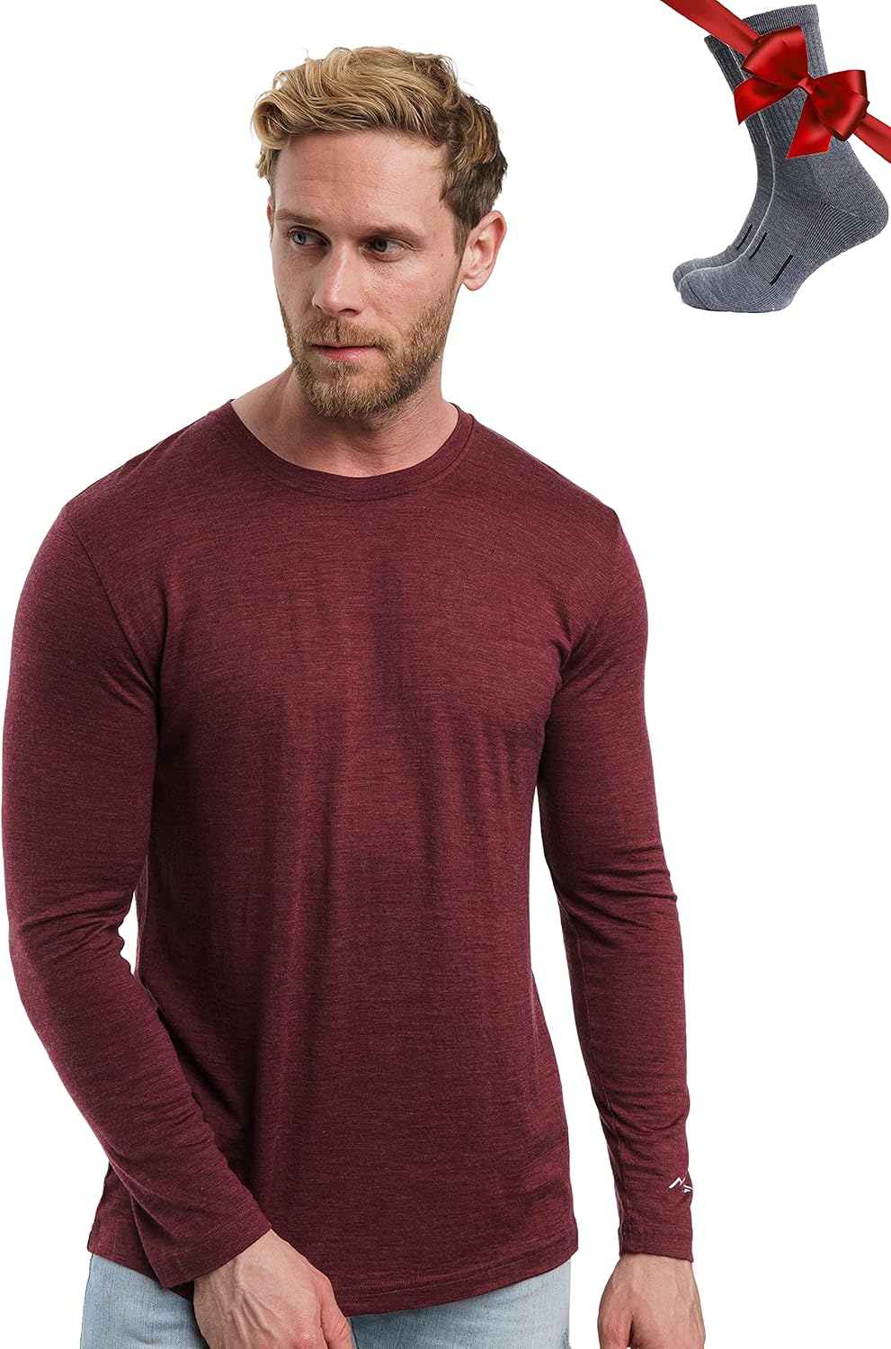 Merino.tech Merino Wool Base Layer - Mens 100% Merino Wool Long Sleeve Thermal Shirts Heavyweight, Midweight, Lite with Socks