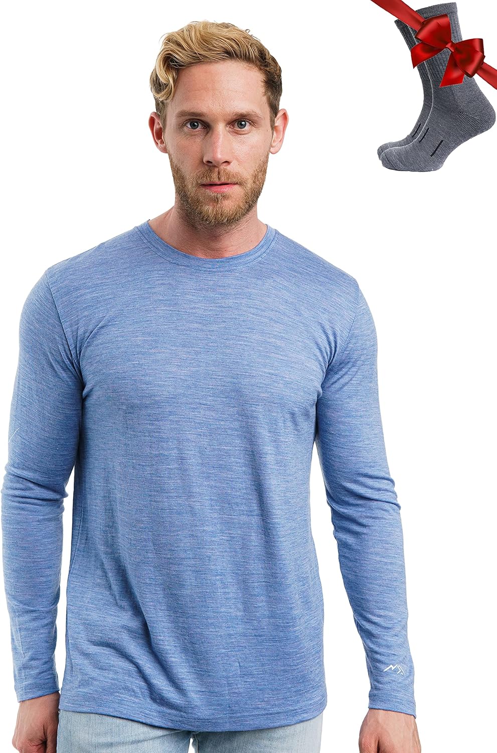Merino.tech Merino Wool Base Layer - Mens 100% Merino Wool Long Sleeve Thermal Shirts Heavyweight, Midweight, Lite with Socks