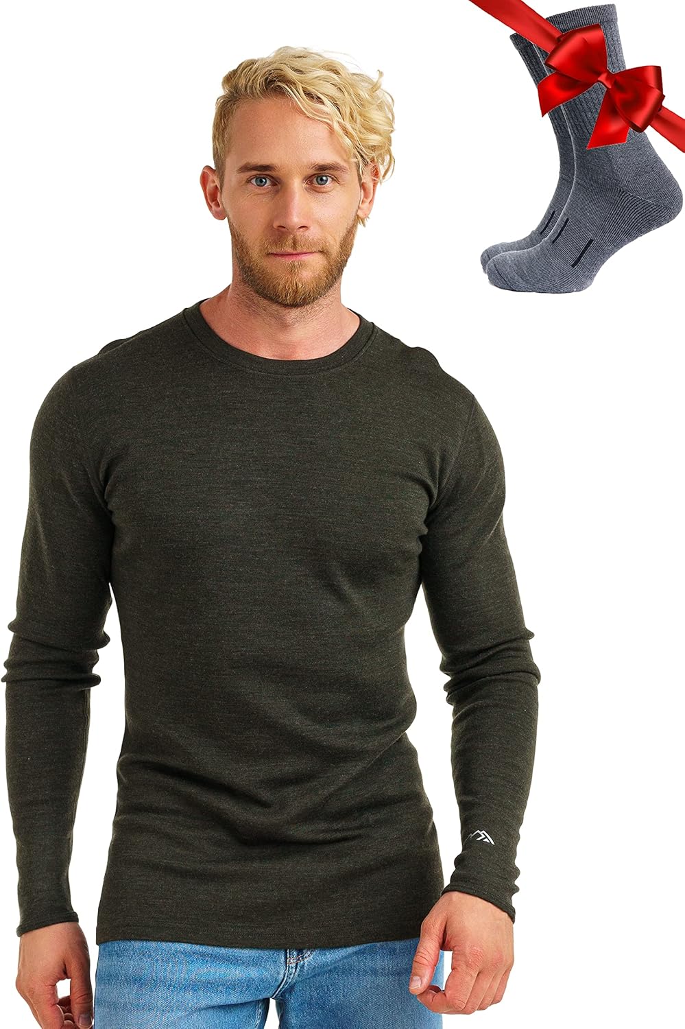 Merino.tech Merino Wool Base Layer - Mens 100% Merino Wool Long Sleeve Thermal Shirts Heavyweight, Midweight, Lite with Socks
