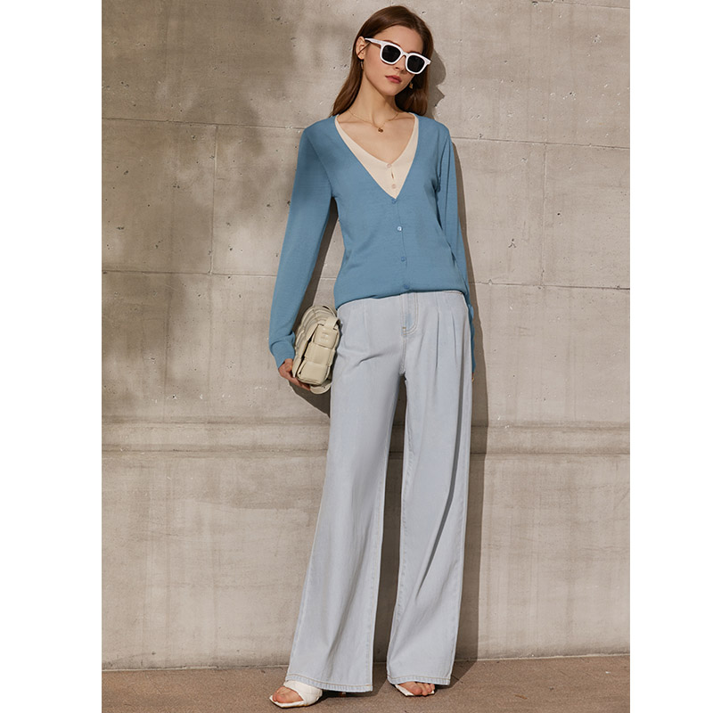 复制复制dan Amii Minimalism Spring New Cardigan For Women Fashion Vneck Patchwork Single Breasted Women's Sweaters Tops 12140131