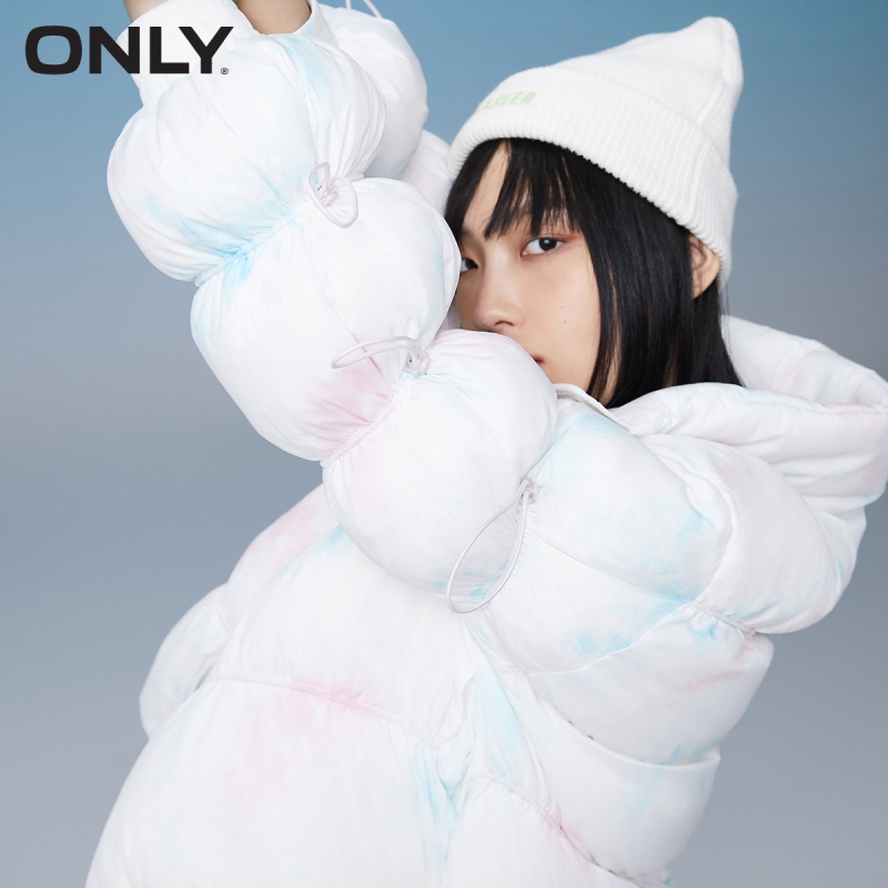 ONLY short tie-dye adjustable drawstring short down jacket women | 121423001