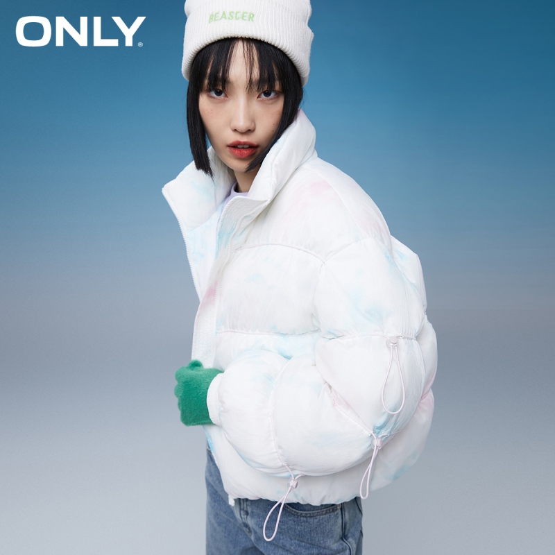 ONLY short tie-dye adjustable drawstring short down jacket women | 121423001