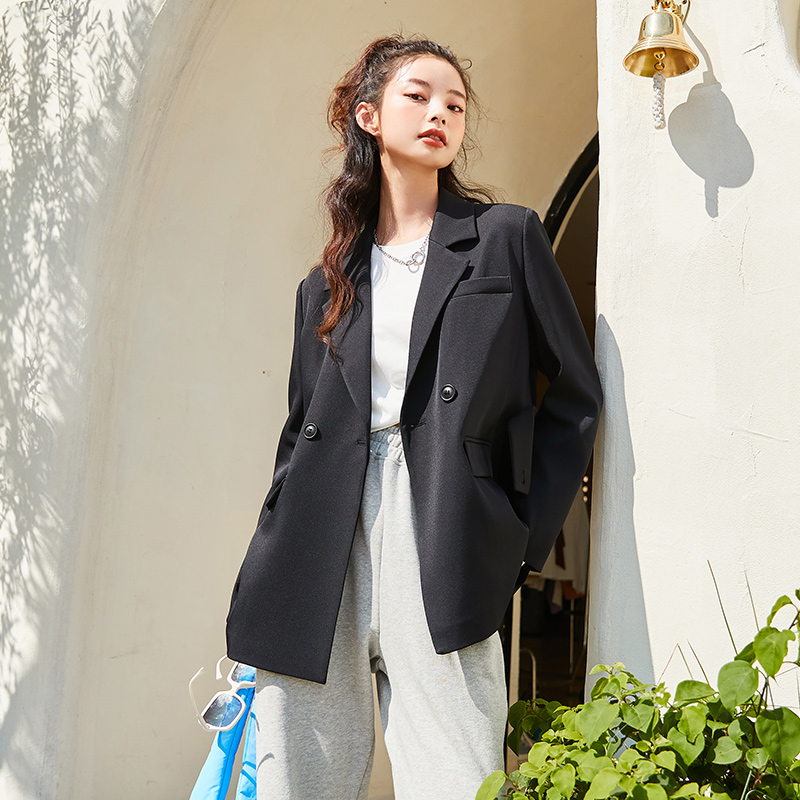 new six SEMIR Blazer Women Spring And Autumn 2021 New Black Loose Woman Thin Korean Style Purple Suit Jacket