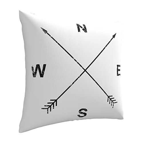 Hitamus Arrow Compass Decorative Throw Pillow Case Square Cushion Cover Soft Polyester Pillowcase for Sofa Couch Bed Home, 18x18 Inch