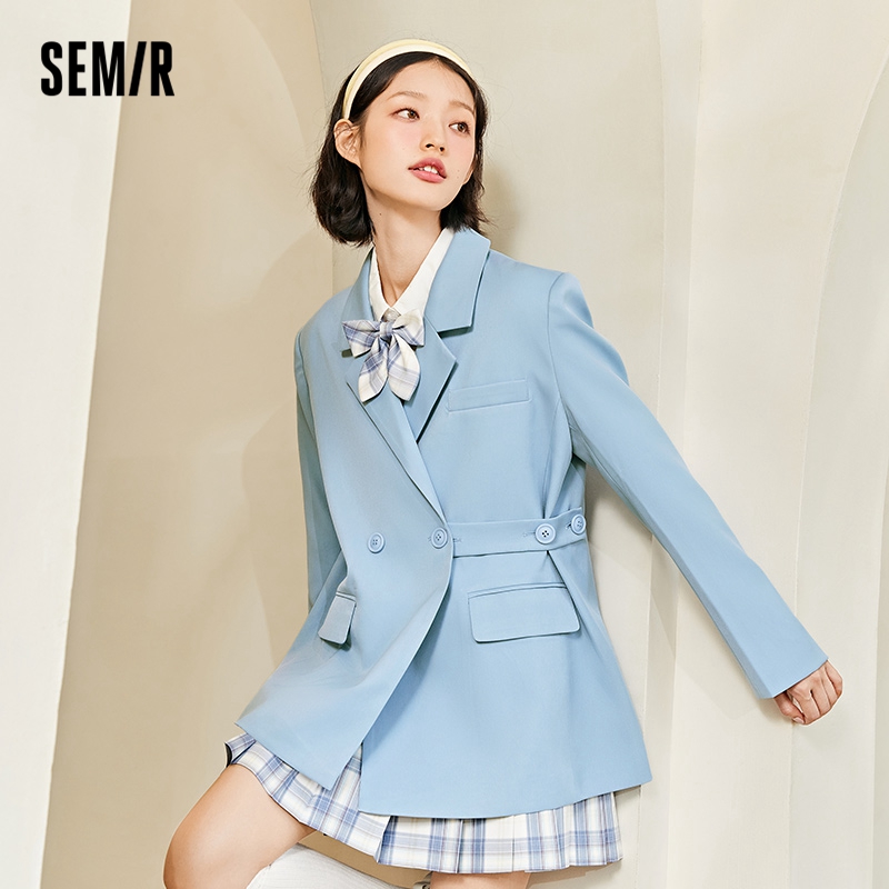 目目 six SEMIR Blazer Women Spring And Autumn 2021 New Black Loose Woman Thin Korean Style Purple Suit Jacket