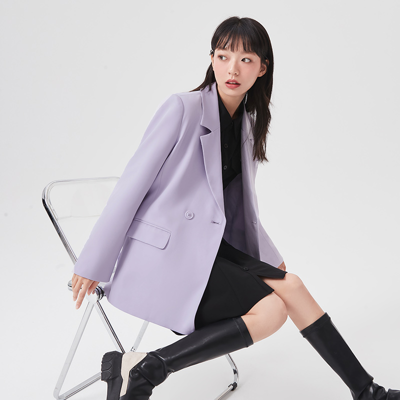 目目 six SEMIR Blazer Women Spring And Autumn 2021 New Black Loose Woman Thin Korean Style Purple Suit Jacket