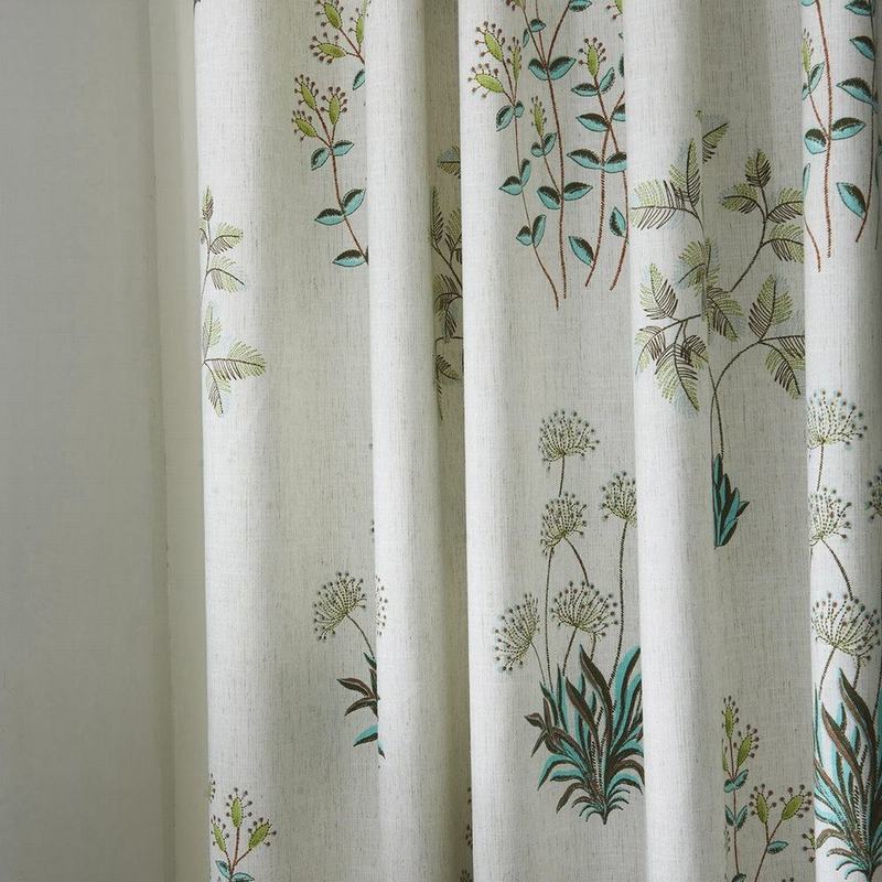 Botanical Floral Print Polyester Cotton Blackout Lining Curtain Drape BQ6632