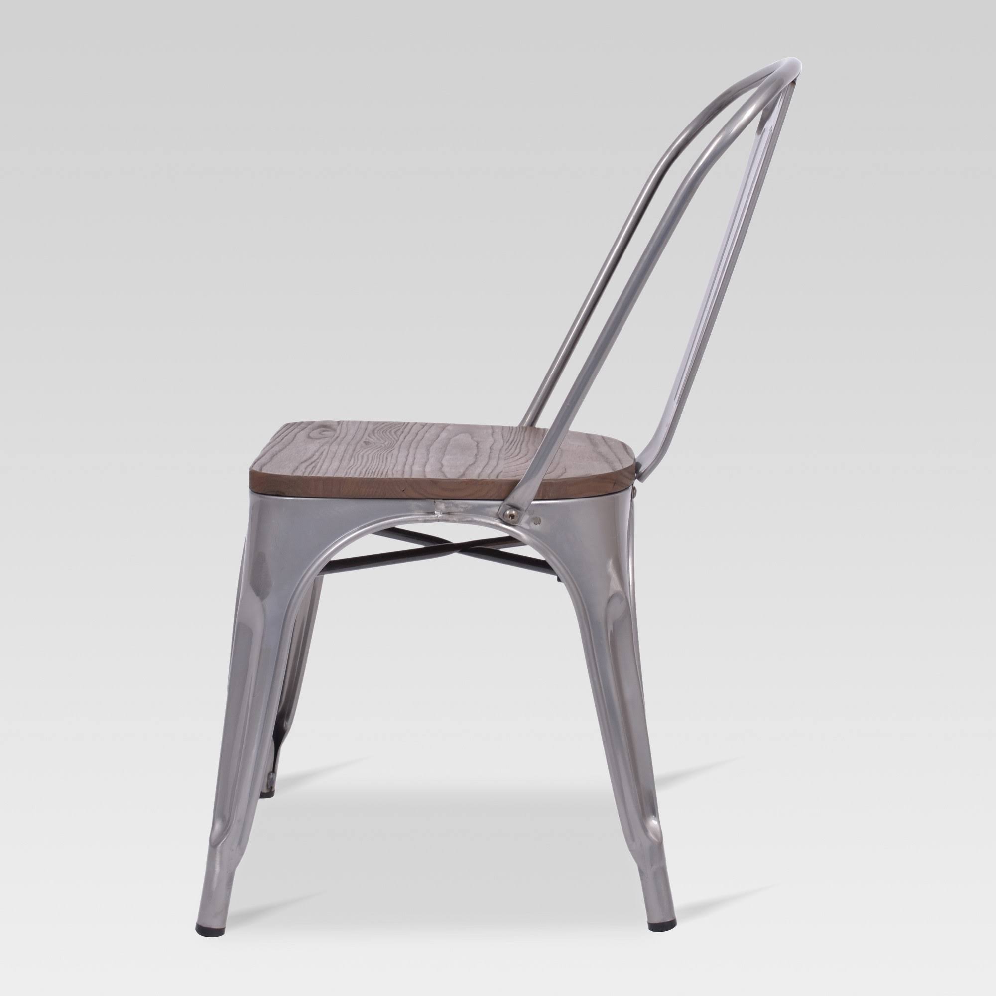 Threshold Carlisle High Back Metal Dining Chair with Wood Seat - Natural Metal (Set of 2)