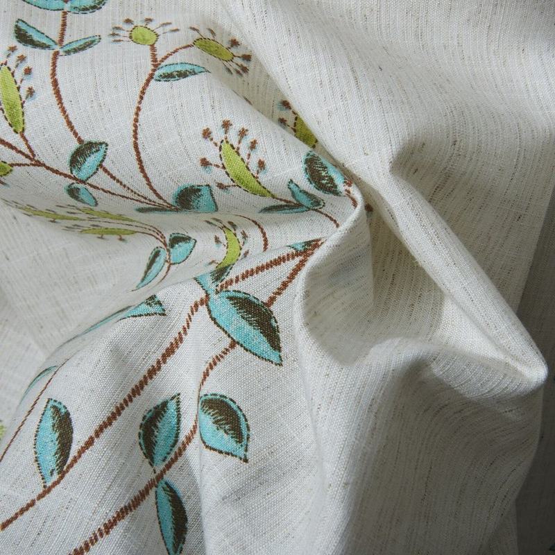 Botanical Floral Print Polyester Cotton Blackout Lining Curtain Drape BQ6632