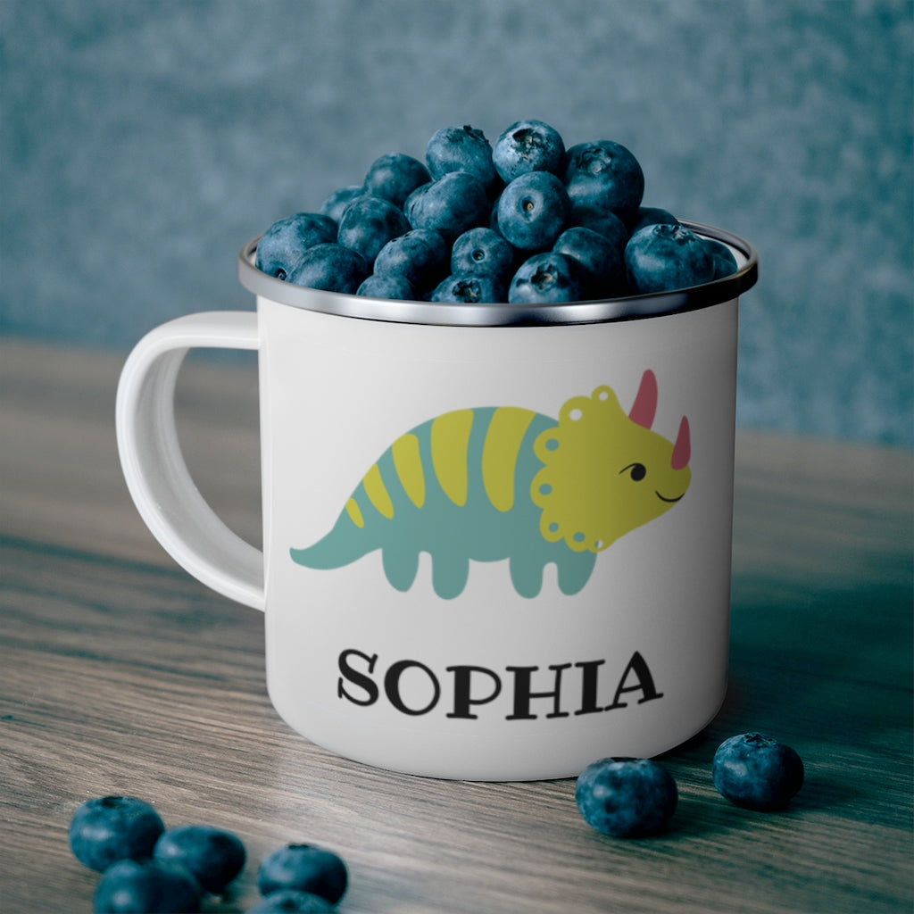 Personalised Custom Name Dinosaur Children's Enamel Campfire Mug ¢ñ