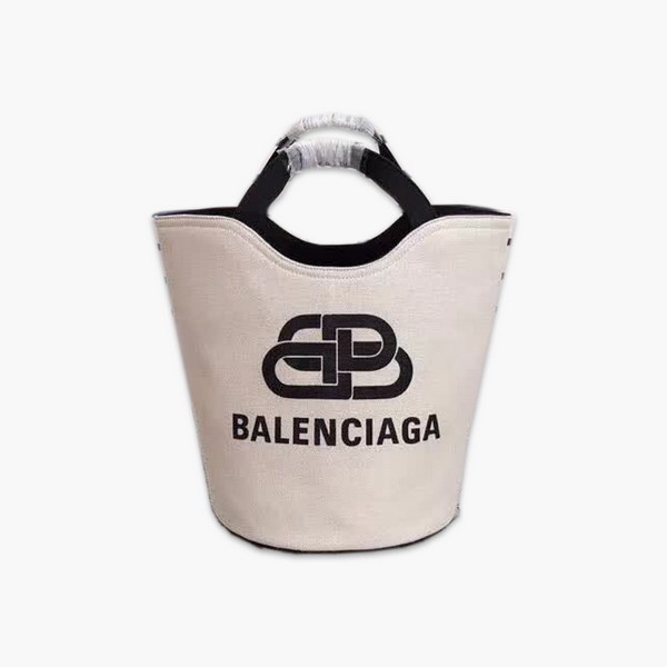 【原版皮】巴黎世家/Balenciaga, 帆布水桶手提包,黑白设计正面大小logo相衬,经典设计简约不轻易过时,帆布包轻盈易携带,容量却很赞,手提斜挎都是棒棒的
