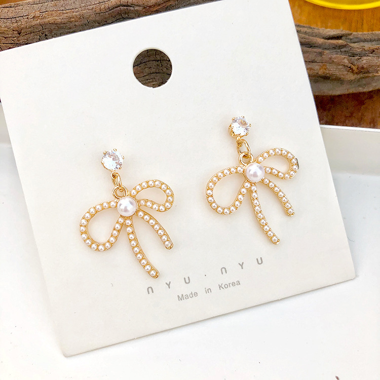 韩国S925银针小清新耳环百搭气质心形珍珠耳饰个性防过敏耳钉批发