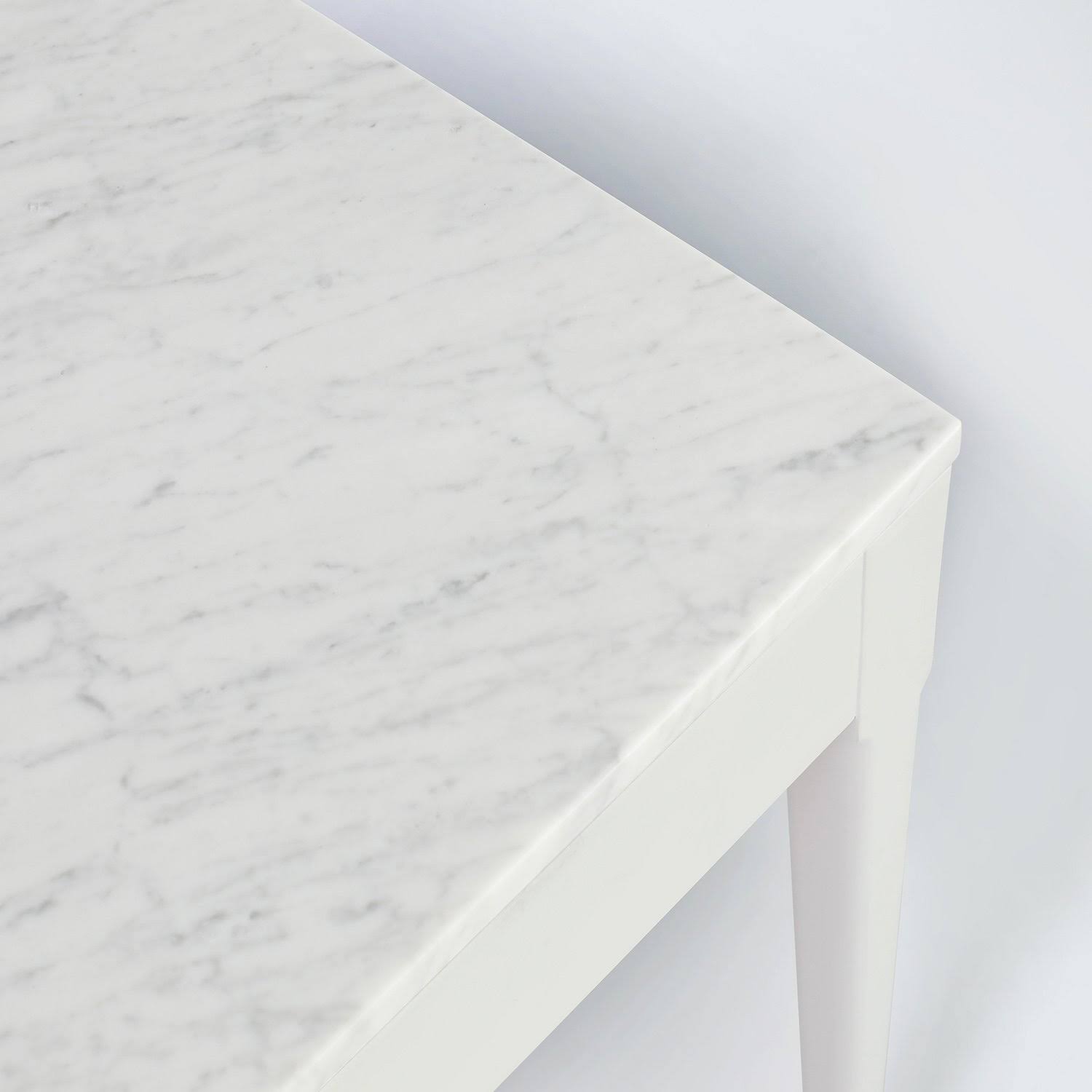 Meno 36x22 Rectangular Italian Carrara White Marble Console Table with Legs - Oak