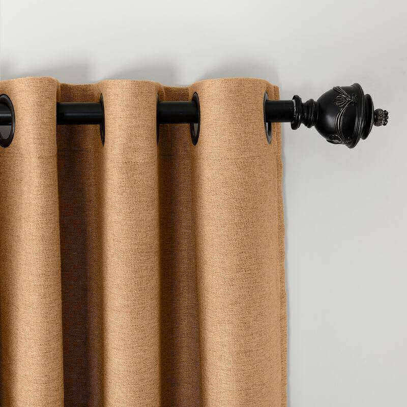 CUSTOM Olive Orange Luxury Textured Faux Linen Curtain