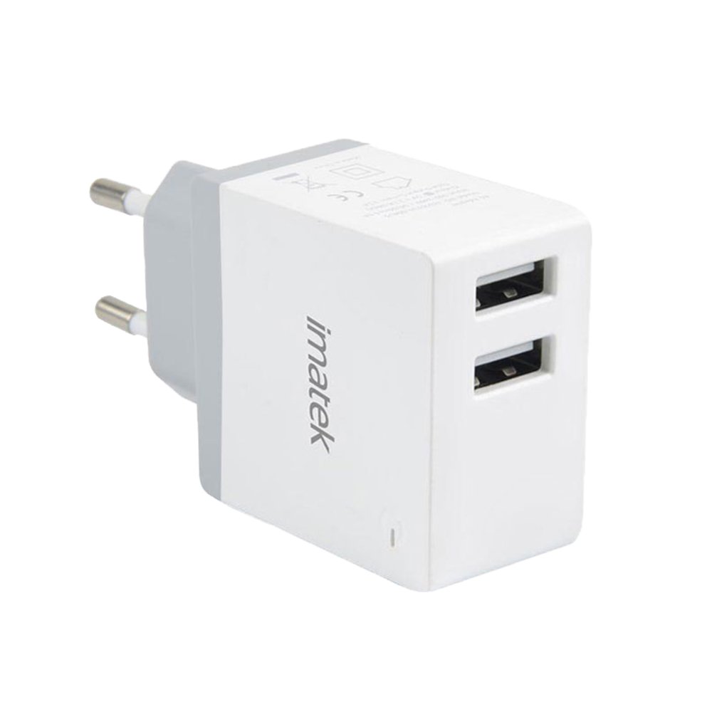Copy Cargador, IMATEK TC2002 Blanco Cargador USB de Pared con 2 Puertos USB Power 12W / 5V 2.4A (Max), Compatible con Apple iOS, Android, iPhone 7/6s/6/Plus, iPad, iPod, Galaxy S8/S7/S6/Edge, Note 5, HTC & more phones, Tablet, Kindle.