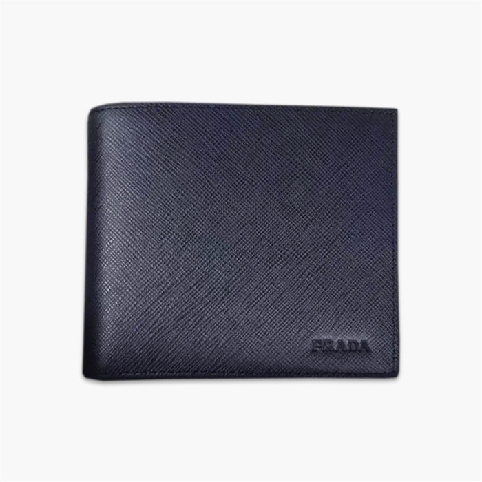 【原版皮】普拉达/Prada 短款钱夹,选用十字纹小牛皮裁制而成,边角热压印字母标识,精湛走线均匀整齐,做工精湛,款号:2M0513