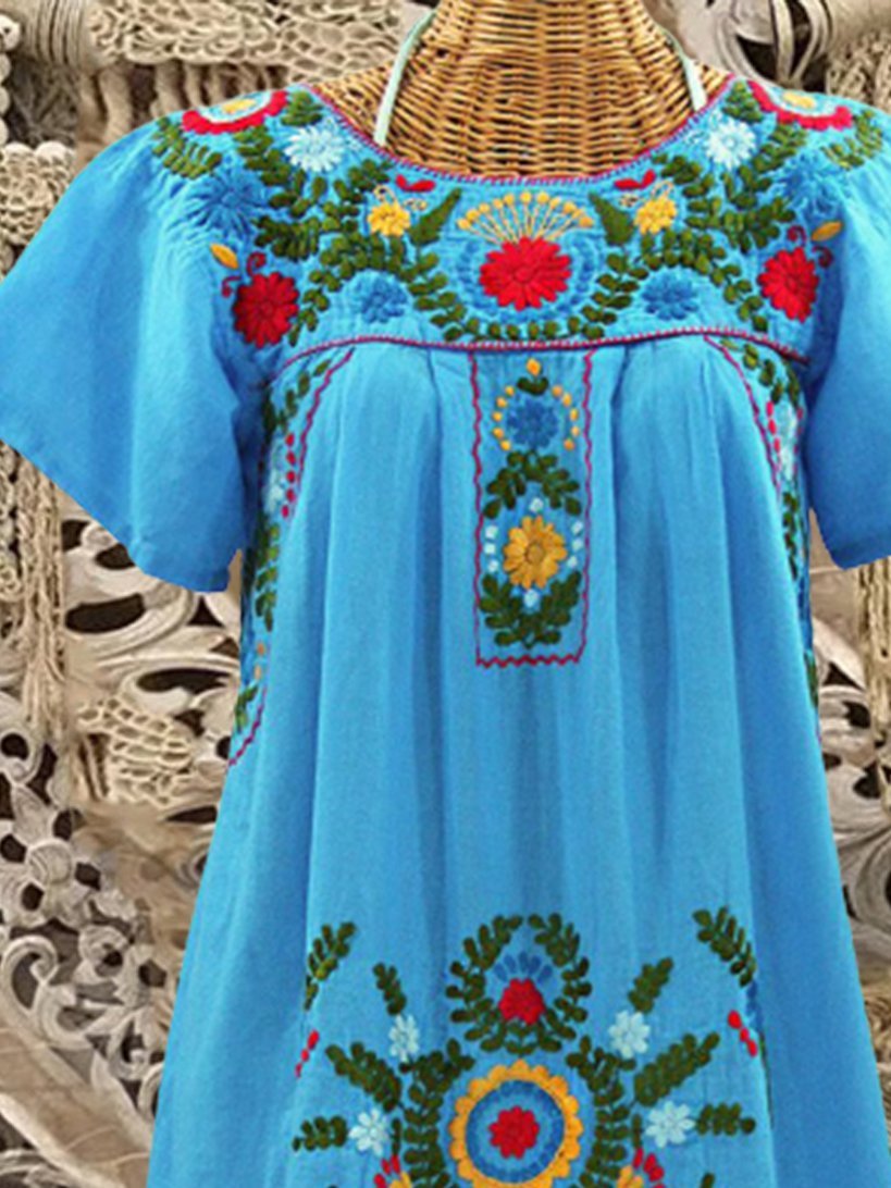 Floral Casual Cotton-Blend Dresses