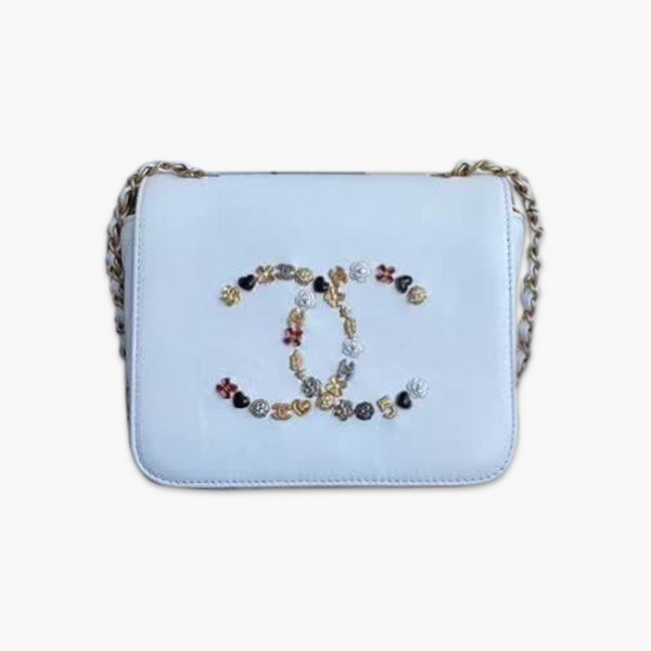 【原版皮】香奈儿/Chanel 手工系列肩背包,各种元素铆钉镶嵌成的双C标志,选用细腻羊皮,内里质感金属牛皮