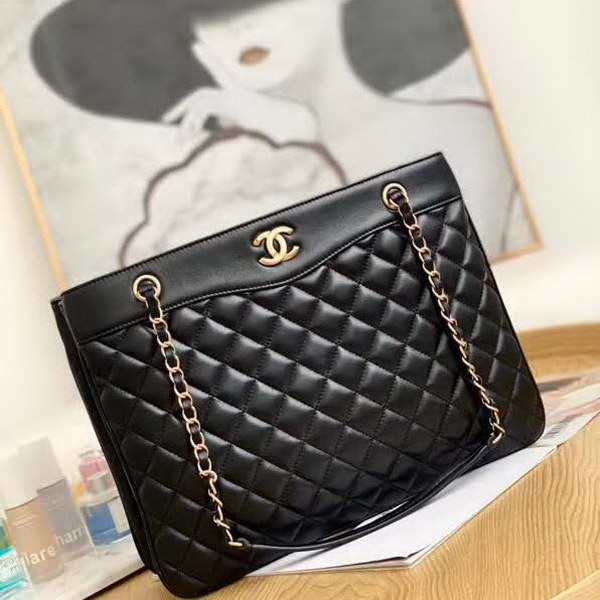 【原版皮】香奈儿/Chanel 购物袋,明星贵妇们的最佳新宠,小香棱格概念,皮链袋,双C标志,一眼钟情,采用进口小羊皮,柔软细腻,皮质独特,纹络更显高档质感,款号:57030