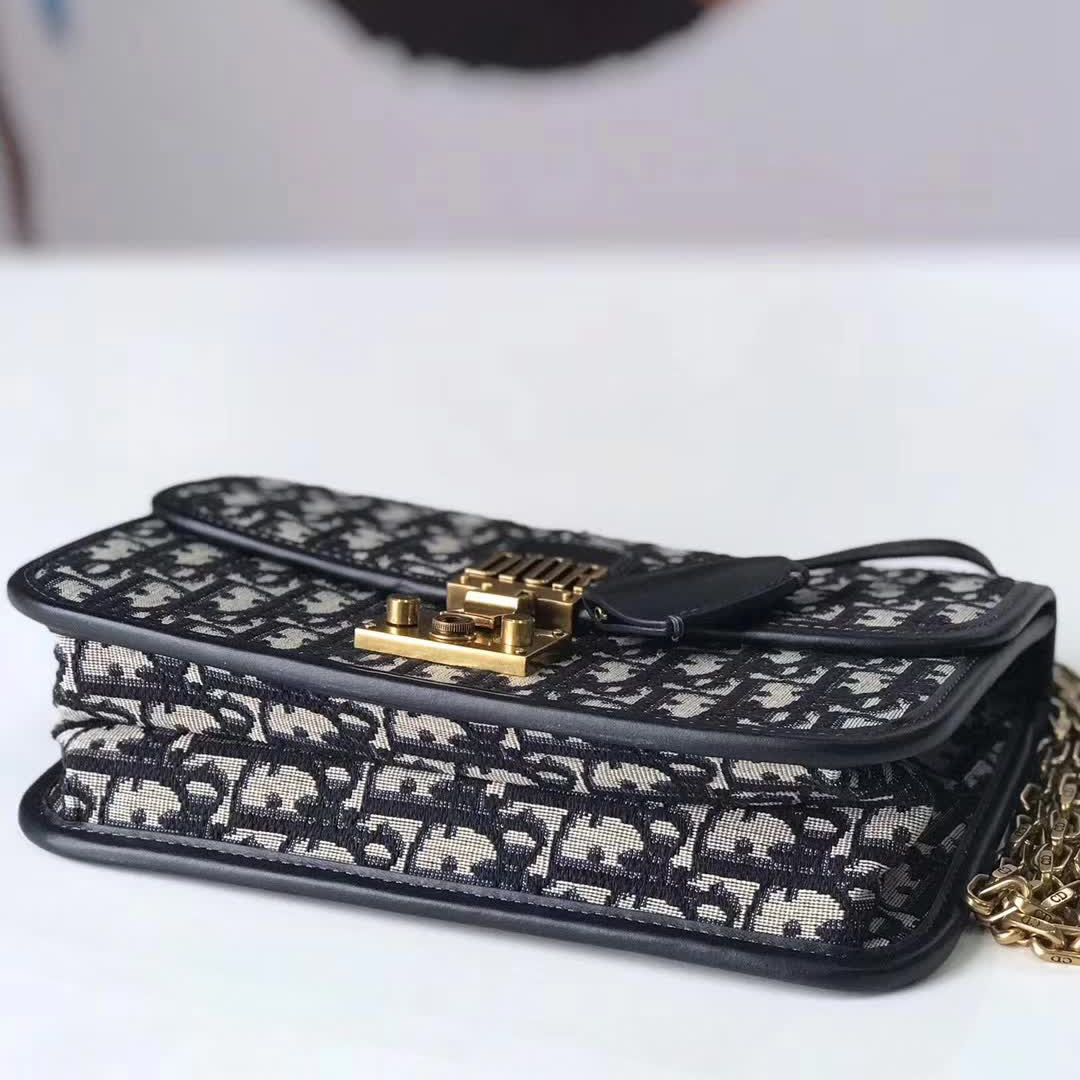 【原版皮】迪奥/Dior 链条包,选用Oblique提花帆布搭配同色系牛皮皮革裁制而成,饰以不规则珠片,很有年代感,搭配链条肩带,真是perfect