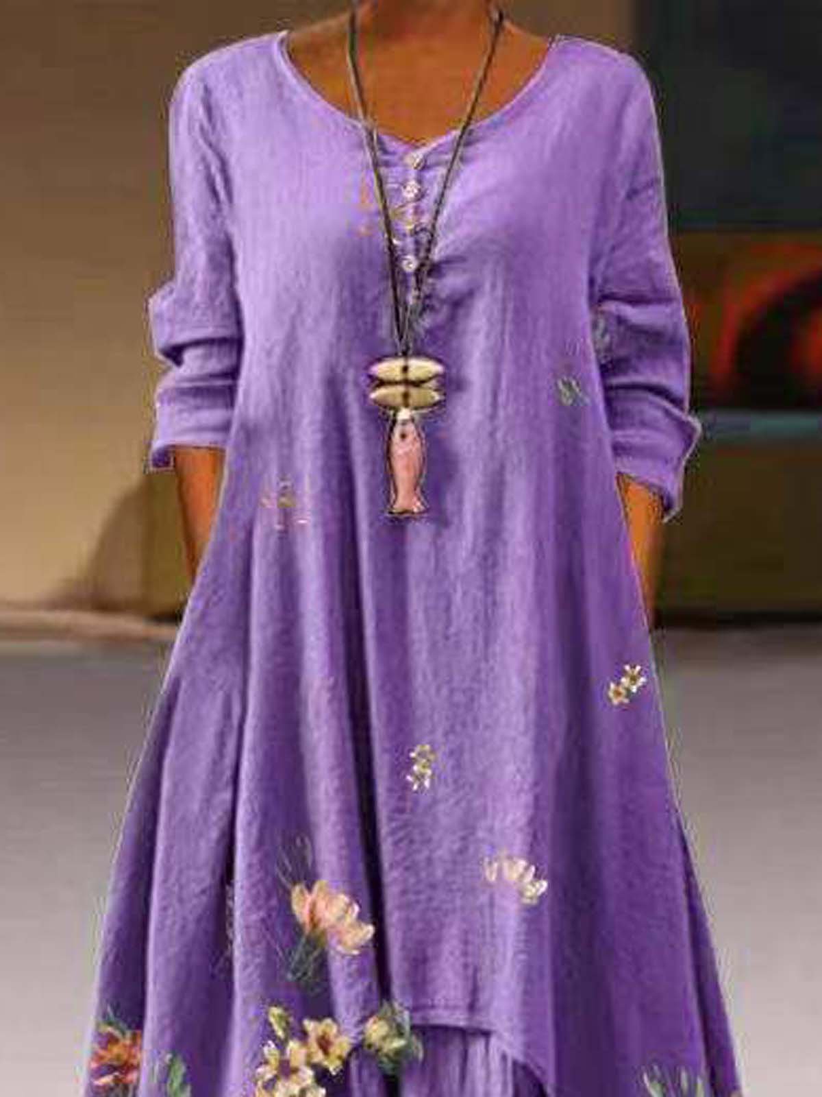 3/4 Sleeve A-Line Casual Dresses