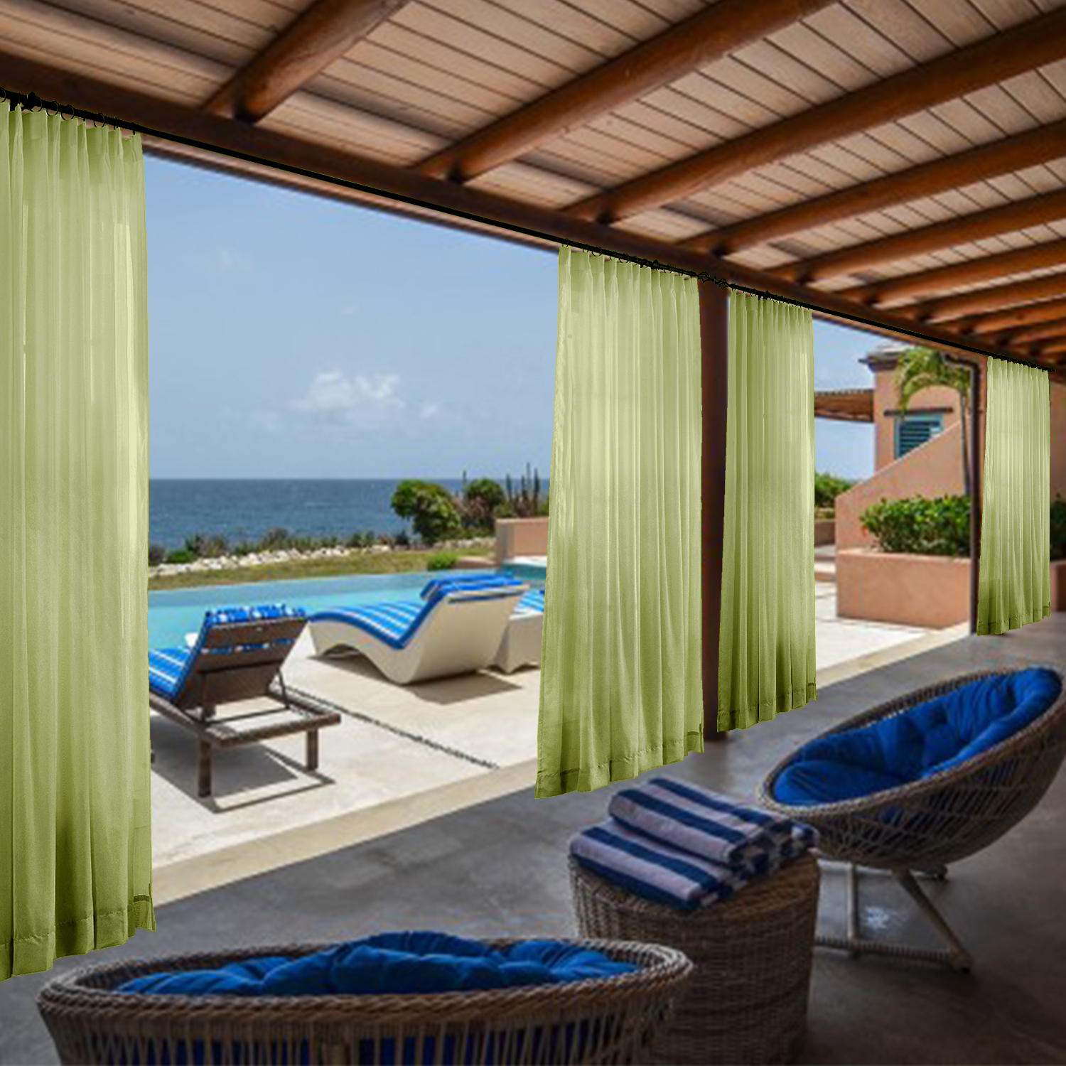 Indoor Outdoor Sheer Curtain Pinch Pleat Wide Opulent Voile Drape SCANDINA