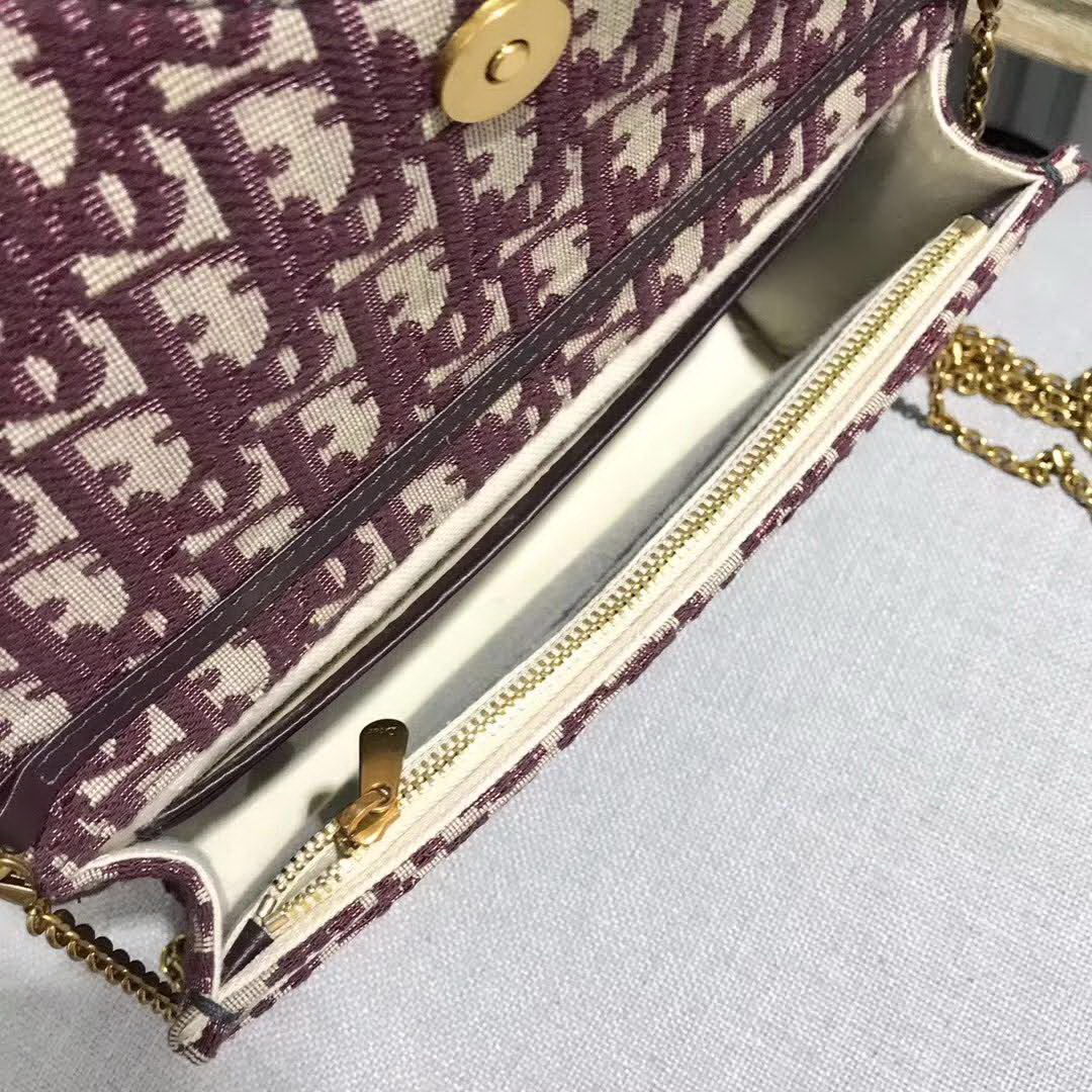 【原版皮】迪奥/Dior 链条包,选用Oblique提花帆布搭配同色系牛皮皮革裁制而成,缀以D字徽标设计,拆了链条又能当手包,另配:手挽带一条