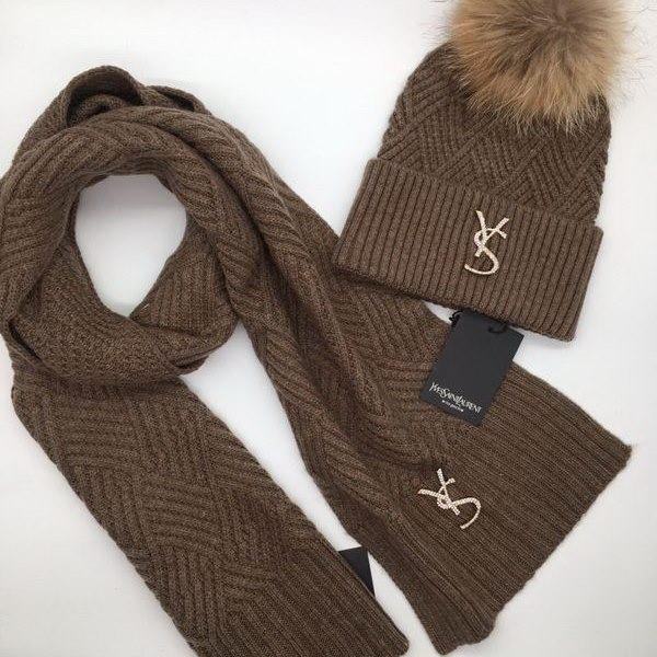 官网同步20秋季最新款-YSL二件套系列 围巾,帽子经典系列,精致美感,精选毛线,手感超柔软,冬季必备款