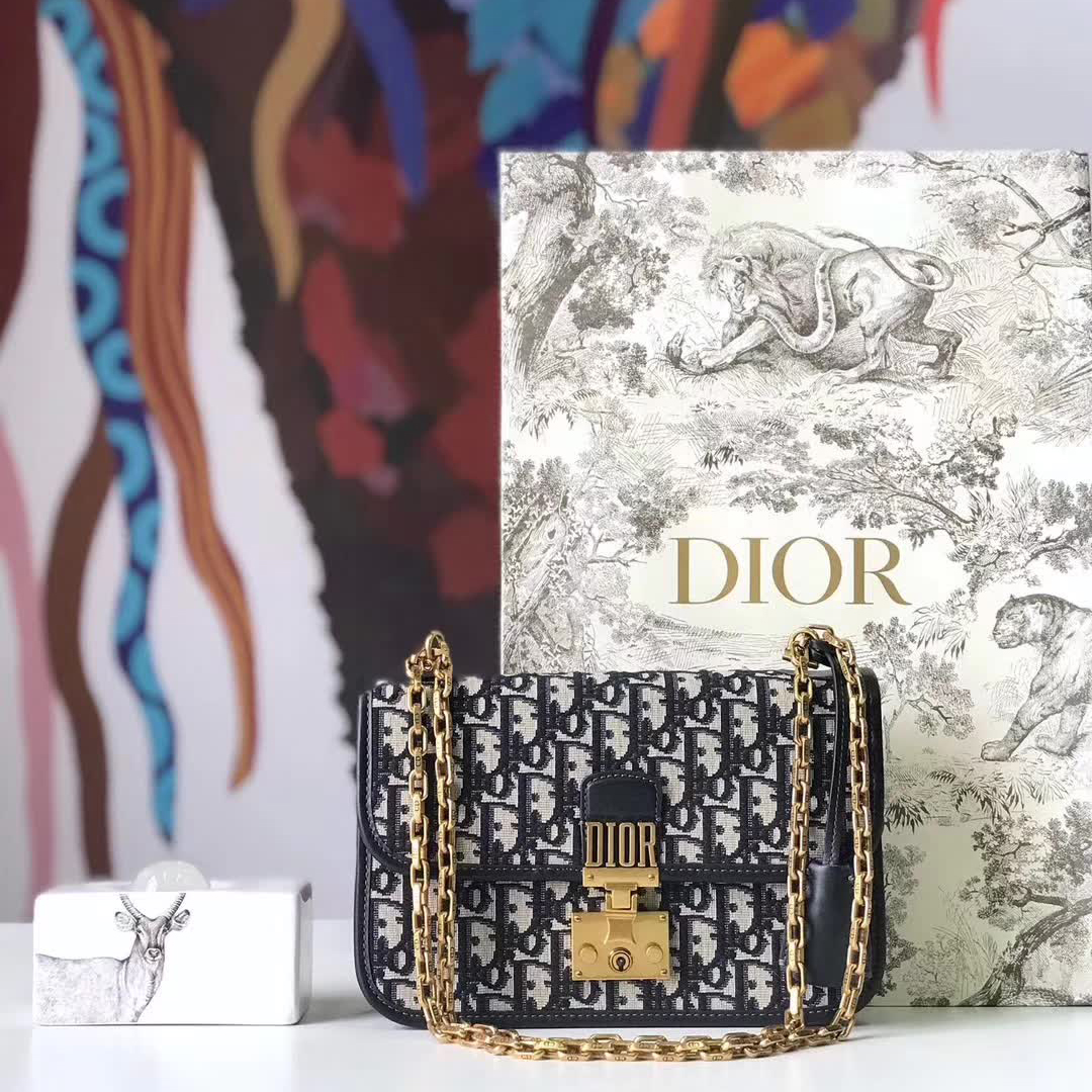 【原版皮】迪奥/Dior 链条包,选用Oblique提花帆布搭配同色系牛皮皮革裁制而成,饰以不规则珠片,很有年代感,搭配链条肩带,真是perfect