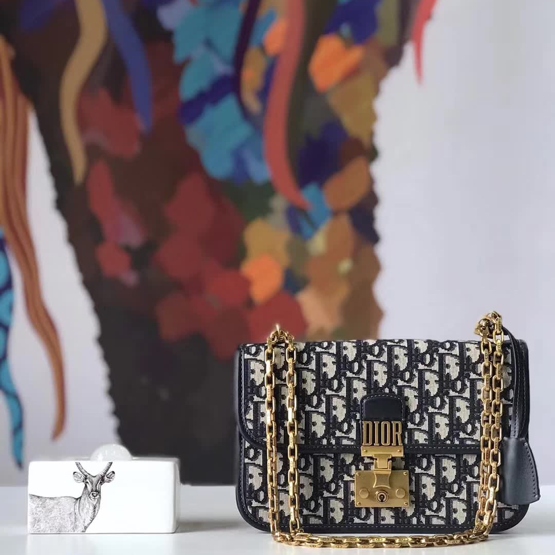 【原版皮】迪奥/Dior 链条包,选用Oblique提花帆布搭配同色系牛皮皮革裁制而成,饰以不规则珠片,很有年代感,搭配链条肩带,真是perfect